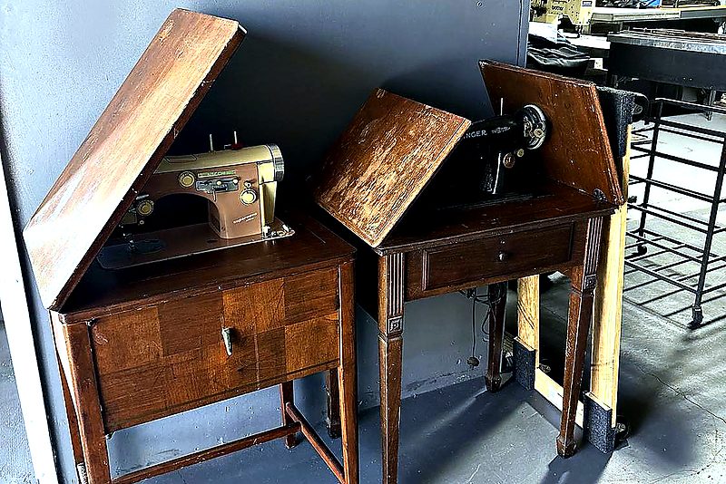 Vintage bench at A&A Sewing Machines